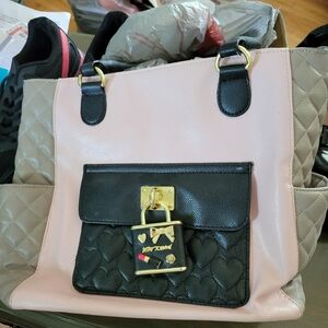 Betsey Johnson Pink and Black Quilted Tote